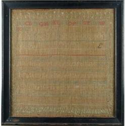 FRAMED NEEDLEWORK FROM HALLOWELL, MAINE 1820.