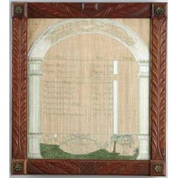 NEEDLEPOINT BAKER FAMILY REGISTER BY CHARLOTTE BAKER, FRANKLIN, MASS 1822.