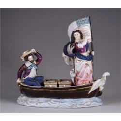 UNUSUAL AND RARE FIGURAL PORCELAIN INK STAND.