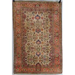 ANTIQUE PERSIAN SILK QUM ORIENTAL RUG.