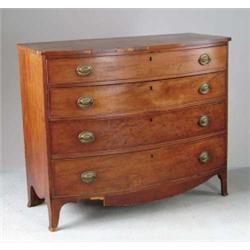 HEPPLEWHITE GRADUATED FOUR DRAWER MAHOGANY BOWFRONT CHEST.