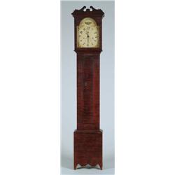 S. HOADLEY TALL CLOCK IN GRAIN PAINTED CASE.
