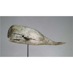 NICE FOLK ART CARVED WOOD WHALE WEATHERVANE.