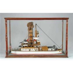 FINE CASED WATERLINE MODEL OF THE GREAT WHITE FLEET BATTLESHIP “FLORIDA”.