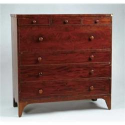 LARGE MAHOGANY HEPPLEWHITE SEVEN DRAWER CHEST.