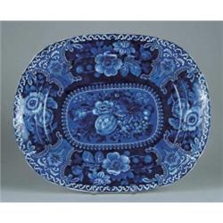 A BEAUTIFUL LARGE BLUE STAFFORDSHIRE PLATTER.