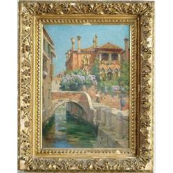 MELBOURNE H. HARDWICK (American, 1857-1916) THE FLOWER BRIDGE.