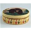 Image 1 : OUTSTANDING AND RARE PAINT DECORATED ROUND QUILL BOX WITH BEAR.