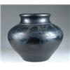 Image 1 : BLACK ON BLACK INDIAN POTTERY VASE, SIGNED.