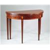 Image 1 : FINE HEPPLEWHITE INLAID MAHOGANY DEMILUNE CARD TABLE. 