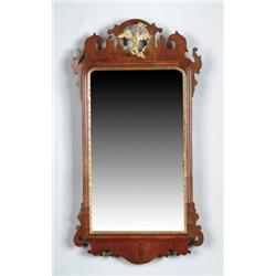 AMERICAN CHIPPENDALE MAHOGANY LOOKING GLASS.