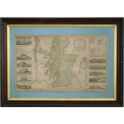 FRAMED MAP OF SCOTLAND BY HERMAN MOLL, 1714.