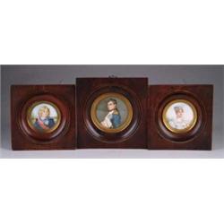 THREE ROUND MINIATURE ON IVORY PORTRAITS OF NAPOLEON’S FAMILY.