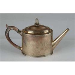 ENGRAVED SILVER TEAPOT BY HESTER BATEMAN.