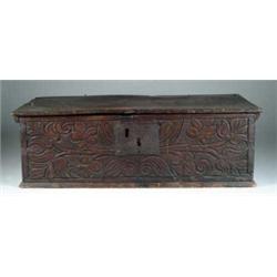 17TH/18TH CENTURY ENGLISH CARVED BIBLE BOX.