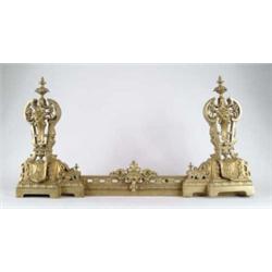 PAIR OF 19TH CENTURY BRONZE CHENET AND FENDER.