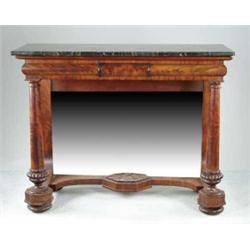 FINE MARBLE TOP MAHOGANY PIER TABLE.