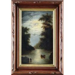 EDMUND C COATES (American, 1816-1871) MOONLIGHT BOAT RIDE.