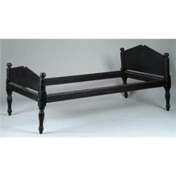 FINE PAINTED CHILD’S ROPE BED.