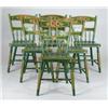 Image 1 : SET OF SIX ORIGINAL GREEN PAINTED WINDSOR CHAIRS.