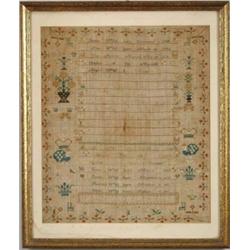 FINE NEEDLEWORK WILD FAMILY REGISTER BY SARAH WILD, 1814.