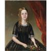 Image 1 : UNSIGNED (American, 19th Century) PORTRAIT OF A GIRL WITH FLOWERS.