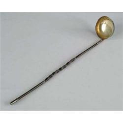 FINE SILVER AND BALEEN HANDLED PIMMS LADLE.