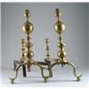 Image 1 : FINE PAIR OF BALL AND ACORN BRASS ANDIRONS.