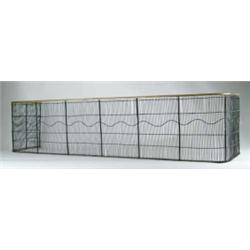 LARGE 19TH CENTURY IRON AND BRASS FIREPLACE FENDER.