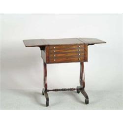 REGENCY INLAID MAHOGANY WORK TABLE.