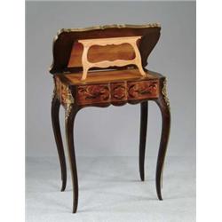 OUTSTANDING INLAID LIFT TOP WRITING STAND.