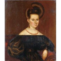 ATTRIBUTED TO JOHN S. BLUNT (American, 1798-1835) PORTRAIT OF A YOUNG WOMAN.