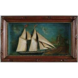 ANTIQUE SHIP DIORAMA.