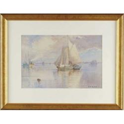 HENDRICKS A. HALLETT (American, 1847-1921) HARBOR SAILING SCENE.