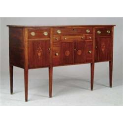 INLAID MAHOGANY CENTENNIAL HEPPLEWHITE STYLE SIDEBOARD.