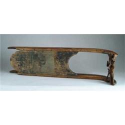 PAINTED CHILD’S SLED WITH BATTLESHIP.