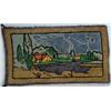 Image 1 : HOOKED RUG WITH HOUSES AND LANDSCAPE.