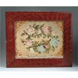 FRAMED NEEDLEWORK BY ELIZABETH ROUDENBUSH-1843. 