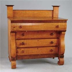 NEW YORK TIGER MAPLE FOUR DRAWER CHEST.