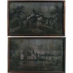 PAIR OF 19TH CENTURY PAINTED WINDOW SCREENS.