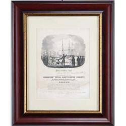 FITZ HUGH LANE (American, 1804-1865) BROADSIDE FOR MARINERS’ TOTAL ABSTINENCE SOCIETY.