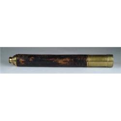SINGLE DRAW LEATHER AND BRASS TELESCOPE BY OSBORNE, LONDON.