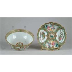 TWO ROSE MEDALLION BOWLS.