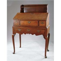 ENGLISH QUEEN ANNE OAK DESK ON FRAME.