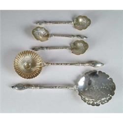 FINE FRENCH 14-PIECE STERLING BERRY SET.