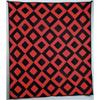 Image 1 : RED AND BLACK PATCHWORK QUILT.