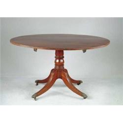 MAHOGANY TILT TOP OVAL BREAKFAST TABLE.