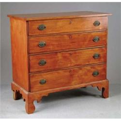 FOUR DRAWER BIRCH CHIPPENDALE CHEST.