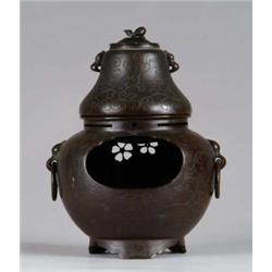 TWO PART COVERED INCENSE BURNER.