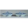 Image 1 : PAIR OF BLUE AND WHITE OVAL COVERED SERVING DISHES.